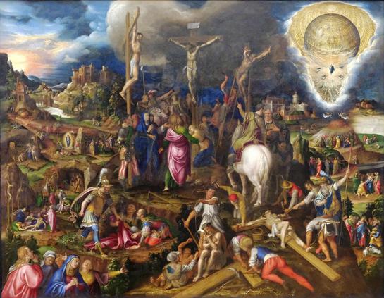 Nom : Les Mystères de la Passion, de la Résurrection et de l'Ascension du Christ
Auteur : Antonio Campi
Date : 1569
Type : Huile sur bois (transposé sur toile)
Source : Musée du Louvre
Cote/Inv. : RF 1985 2
Réf. : Lien vers le catalogue
Document : Mbzt (2016)
Commentaire : Figurent 24 épisodes de la Passion. Exemple d'exercice spirituel prônés par les suivants de Charles Borromée, inscrits dans la Contre-Réforme.