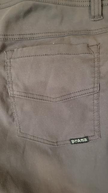 Pranab stretchy pants, showing the vestigial, useless pockets