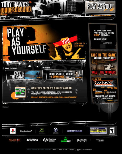 Tony Hawk's Underground Website (2003)