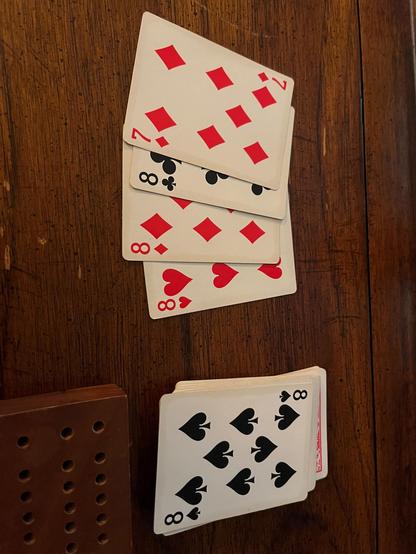Cribbage hand of 7888 with a starter of 8