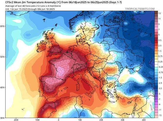 heat map of Europe in the run up to this week.