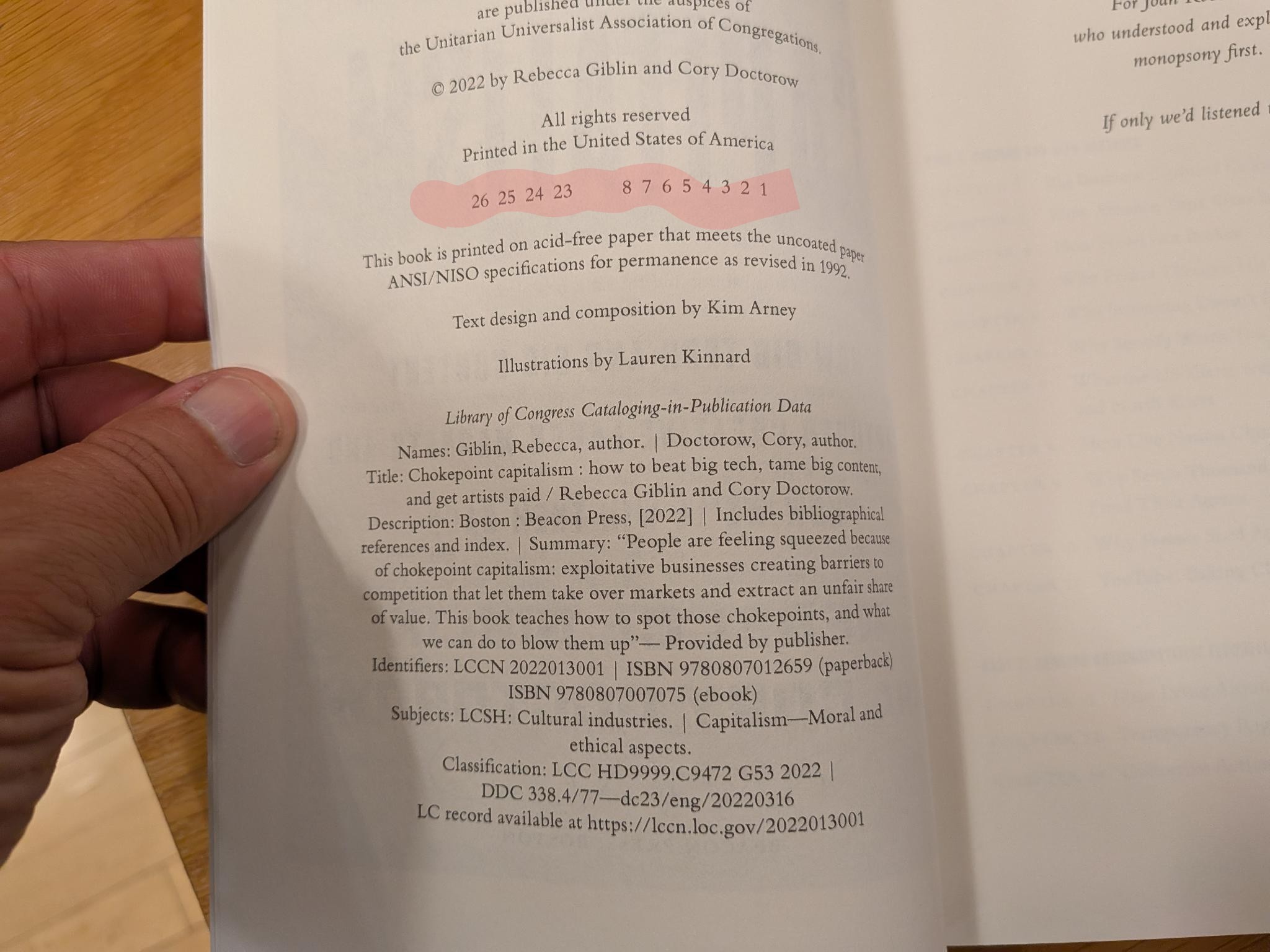 The copyright page of CHOKEPOINT CAPITALISM