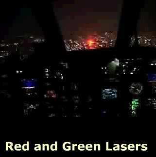 Flight Simulator showing the Red-Red-Green blinking, eye-safe lasers warning aircraft that violate the ADIZ around and above D.C.