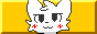 the head of boykisser (a white blushing and smiling cat) on gold background
