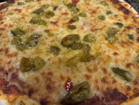 A close up of pizza.