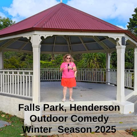 Tessa with mic in Falls Park Rotunda