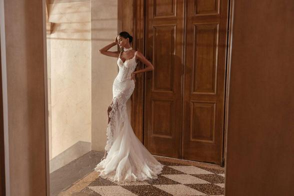 Ricca Sposa Couture 2026 collection, Echo gown, shot at an Italian villa.