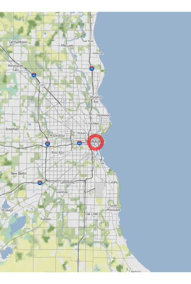 Map of the location of the observation: Juneau Town, Milwaukee, WI 53202, USA, (latitude: 43.04, longitude: -87.91).