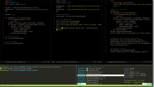 Here I work in tmux, with helix in the top horizontal split (split vertically with 3 files I'm working on simultaneously), and the terminal below so I can run the code, and yazi bottom right so I can scroll around the files. I use the helix File Picker as well for this, but with all the CTRL-Bs and CTRL-Ws I get quite exhausted from it all.