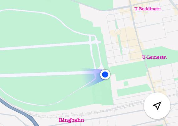 A map showing the location of the Panel Up meetup in the southeast corner of Tempelhofer Feld