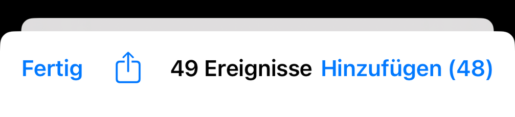 Screenshot, der 49 Ereignisse zeigt, aber nur 48 können/werden dem Kalender hinzugefügt!?