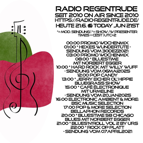 🇩🇪 Plakat mit den heutigen Radiosendungen. Bild (ohne Text): Pixabay, kein Bildquellennachweis erforderlich.

🇬🇧 Poster with details of today's radio shows. Image (without text): Pixabay, no image creds needed.