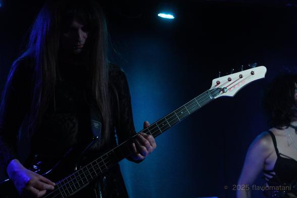Bass player of a post-punk band, performing on stage