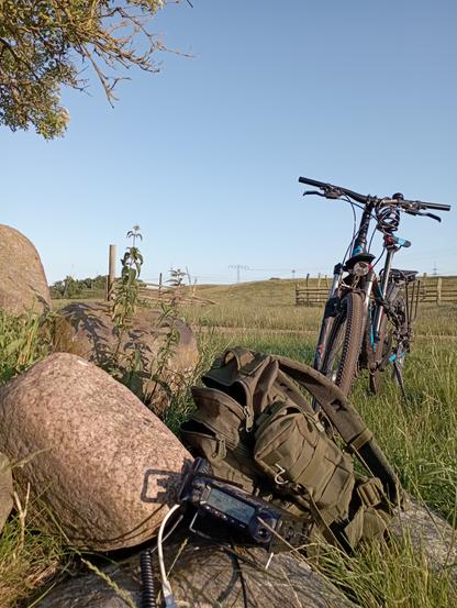 FT-891 at some stones, bike and blue sky