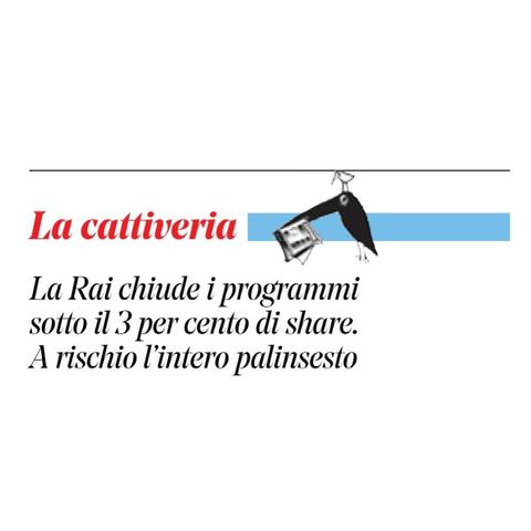 La Rai chiude i programmi sotto il 3 per cento di share.
A rischio l'intero palinsesto.