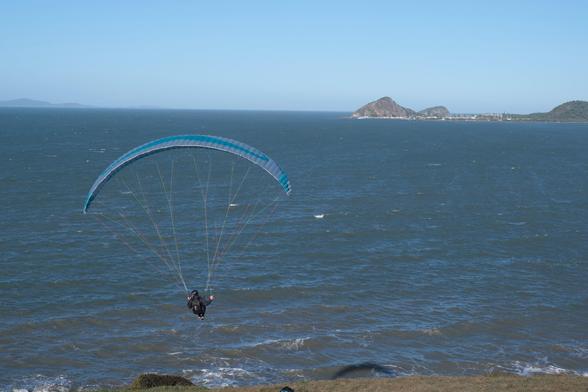A paraglider making the most of the windy conditions.