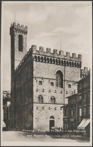 Monochrome real photographic postcard showing a view of the Palazzo Pretorio at Florence in Tuscany, Italy.

Published by Stabilimento Tipografico Alterocca, Terni, No 8, c.1920s.

Postally unused.

Excellent condition, with minimal corner bumps.