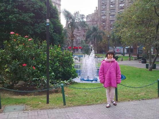 fountain, park, girl