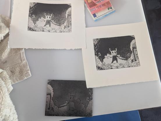 Photo de la plaque et de deux impression