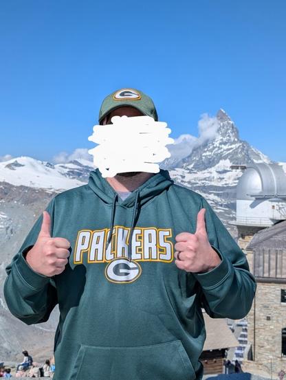 Go Pack Go! From ~10,200 feet at the Matterhorn in Zermatt, Switzerland