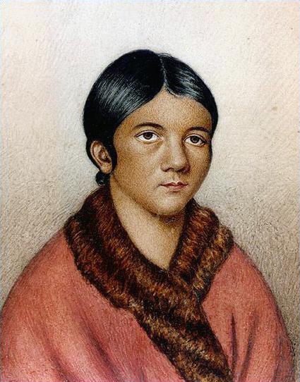 miniature portrait called A female Red Indian of Newfoundland and dated 1841 by some sources - may have been painted by naturalist Philip Henry Gosse and is most likely a later copy of Portrait of Demasduit by Hamilton