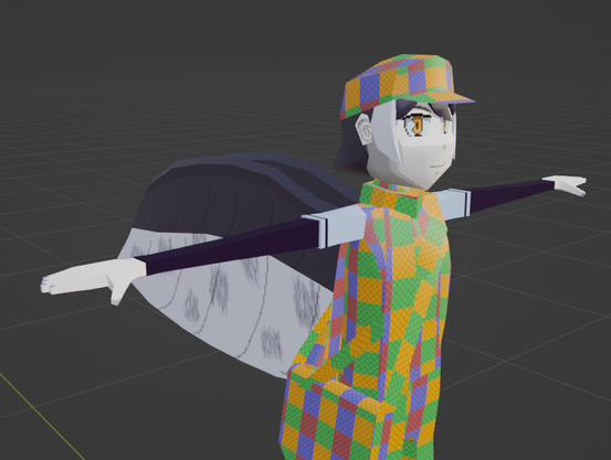 A picture of Sparrow with some parts of their model textured