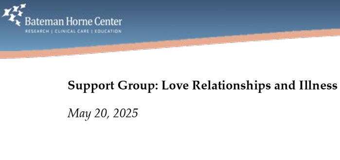 Bateman Horne Center logo 

Support Group: Love Relationships and Illness 

May 20, 2025