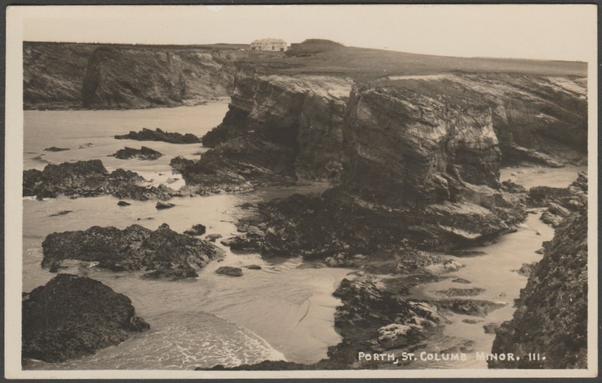 Monochrome real photographic postcard showing a view of Porth at Newquay, in St Columb Minor parish in Cornwall.

Publisher not stated, No 111, c.1920s.

Postally unused.

Very good condition, with very slight corner bumps and light album marks.