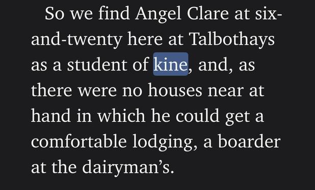 Thomas Hardy’s Tess with word “kine”