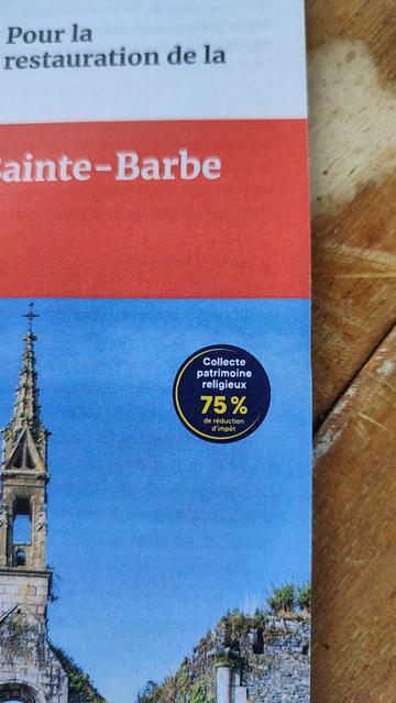 pastille "collecte patrimoine religieux 75% de crédit d'impôt"