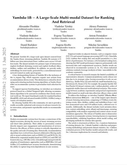 A picture of the first page of the Yamba-5B dataset paper