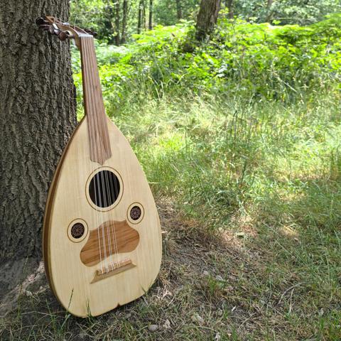 An oud I built, photographed this morning in the woods