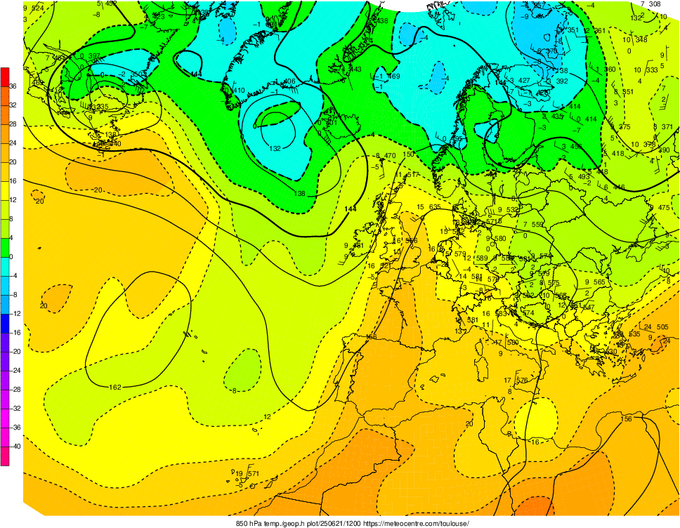 Analyse en altitude de la sitation météo en Europe ce jour.