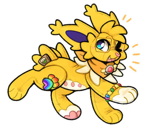 A very excited plushie jolteon dashes forward!