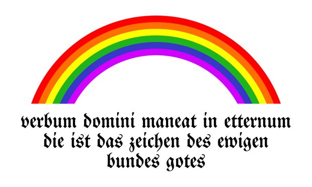 Regenbogen mit dem Motto:
verbum domini maneat int etternum 
die ist das zeichen des ewigen bundes gotes