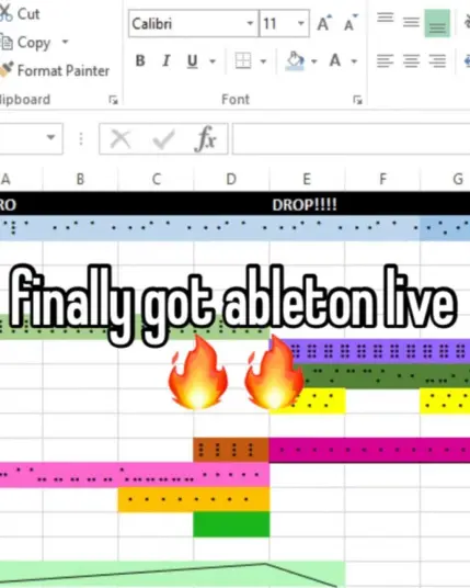 "finally got ableton live 🔥🔥"
excel spreadsheet with braile