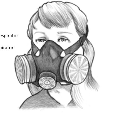 A MASK:
A large elastomeric respirator mask with dual filters. (Versions of this exist to filter tear gas, for example).