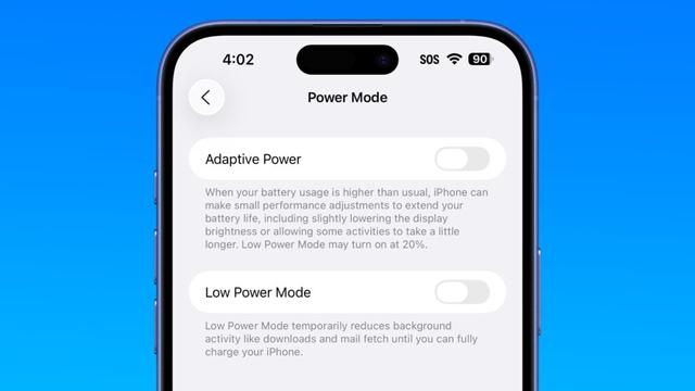 Apple iOS 26 Adaptive Power Mode option