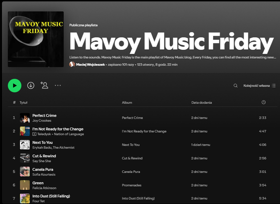 Mavoy Music Friday playlist