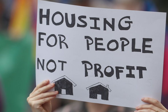 "Housing for people, not profit"