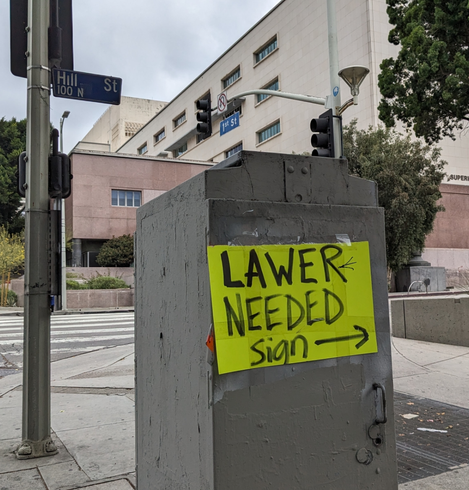Sign: Lawyer needed sign ➡️