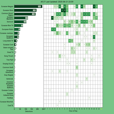 Today's top 20 bird chart