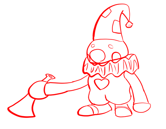 A quick sketch of Poco, the world's smallest clown, sadly holding a horn