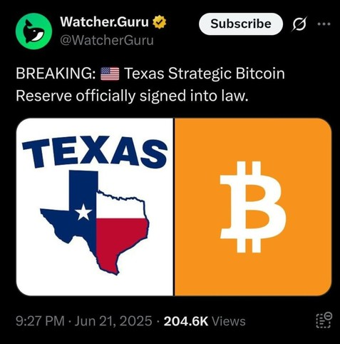 breaking: texas strategic bitcoin reserve officially signed into law