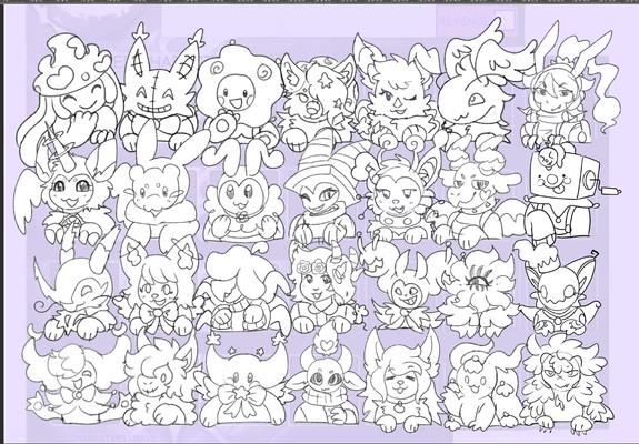 there is 28 character headshots sketched
