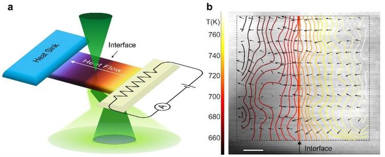 Phonon-mediated heat transport across materials visualized at the atomic level