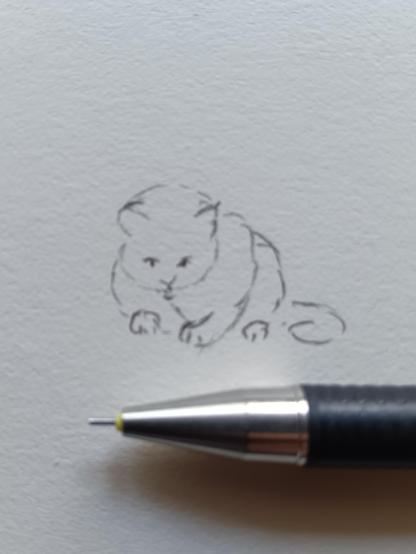 Zeichnung: Kleine Katze kommt angekrochen