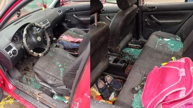escombros de taque a una camioneta