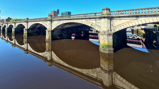A 1890s arched stone bridge across the Clyde in Glasgow.