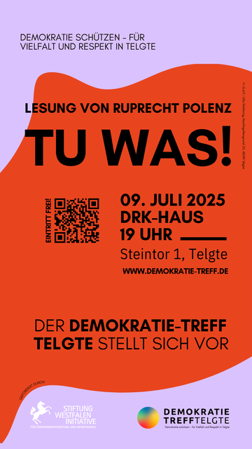 Lesung am 09.07.2025, 19:00 Uhr im DRK Haus Telgte. Eintritt frei.